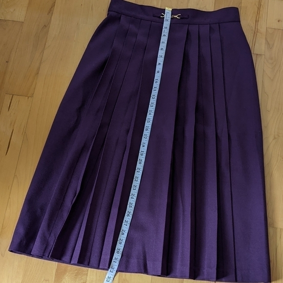 VINTAGE Lana Lee purple burgundy pleated midi skirt size Medium Large @A9 - Picture 3 of 9